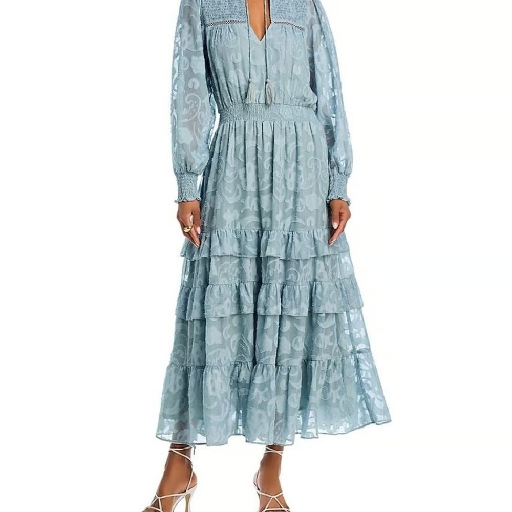 Aqua Light Blue Long Sleeve Maxi Dress